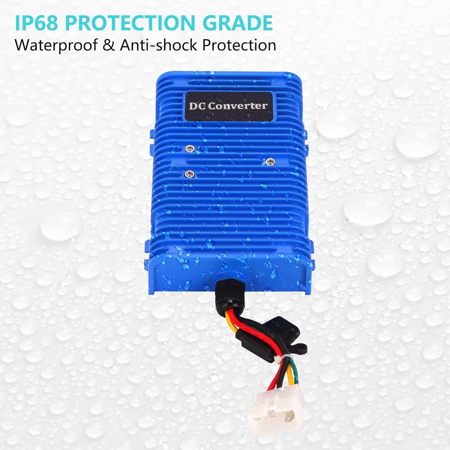 image10L0L 360W Golf Cart 48V 36V to 12V 30A Converter Voltage Regulator DC Power Reducer for EZGO Club Car Step Down Transformer Waterproof Blue