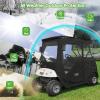 image10L0L 600D Golf Cart Enclosure 2 Passenger Rain Cover 4 Sided for EZGO TXTRXV with 2 Door Zippers Security Side Mirror Openings Taillight Zone UPVC Windows Waterproof Portable TransparentBlack
