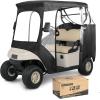 image10L0L Golf Cart Enclosure 2 Passenger 600D for EZGO TXTRXV with 2 Door Zippers Security Side Mirror Openings Waterproof Driving Rain Cover