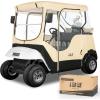 image10L0L Golf Cart Enclosure Fit for 2 Passengers EZGO TXT RXV600D Waterproof Snowproof Golf Buggy Keep Warm Cover 2 Door Zippers 4Side Clear Window and 4 Windproof Hooks Golf Cart Rain Cover BlackBeige