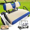 image10L0L Universal Golf Cart Seat Covers Dress UP Older Golf Cart Durable Breathable Material Fit Like a Glove for EZGO TXT RXV Club Car DS Easy to InstallBeige and Blue