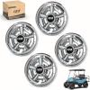 imageUniversal Golf Cart Hubcaps 8 inch Set of 4 SS Chrome Wheel Covers for Golf Cart Club Car EZGO and Other Wheel HubcapsSilver