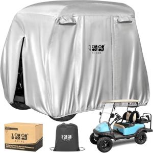 image10L0L 2442 Passenger Golf Cart Cover Fits for Yamaha EZGO Club Car 420D Waterproof Durable Polyester Golf Cart Cover with Three Zipper Doors Windproof Sunproof  BlackArmy GreenSliverPure Silver