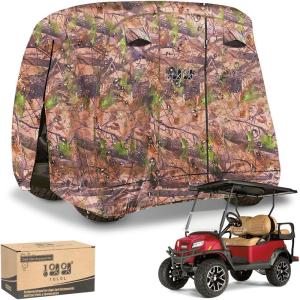 image10L0L 2442 Passenger Golf Cart Cover Fits for Yamaha EZGO Club Car 420D Waterproof Durable Polyester Golf Cart Cover with Three Zipper Doors Windproof Sunproof  BlackArmy GreenSliverCamouflage