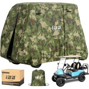 image10L0L 2442 Passenger Golf Cart Cover Fits for Yamaha EZGO Club Car 420D Waterproof Durable Polyester Golf Cart Cover with Three Zipper Doors Windproof Sunproof  BlackArmy GreenSliverGreen Camouflage