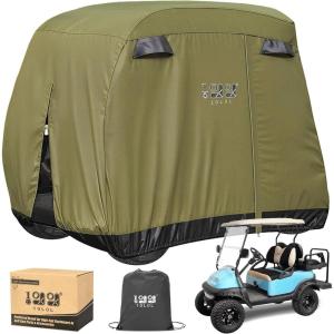 image10L0L 2442 Passenger Golf Cart Cover Fits for Yamaha EZGO Club Car 420D Waterproof Durable Polyester Golf Cart Cover with Three Zipper Doors Windproof Sunproof  BlackArmy GreenSliverArmy Green