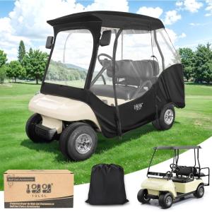 image10L0L 4 Passenger Golf Cart Enclosure for Club Car DS 600D Waterproof Windproof Portable Transparent Golf Cart Rain CoverDriving Enclosure Black Tailight Can Be Seen