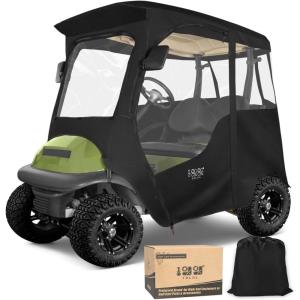 image10L0L Deluxe Golf Cart Enclosure 2 Passenger for Club Car Precedent Onward ampamp Tempo Golf Cart 4 Sided Clear PVC Window with Security Side Mirror Openings and Zipper Entry Golf Cart Rain CoverBlack