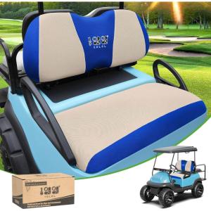 image10L0L Elastic Golf Cart Seat Covers for Yamaha Club Car Precedent and Most Original Front Seat Sandwich Material A Perfect Balance of Warmth in Winter and Cooling in SummerBeige and Blue