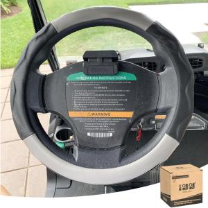 image10L0L Golf Cart 14quot Steering Leather Wheel Cover for Club Car DS Precedent for Yamaha Models Breathable Rubber Leather MaterialsGood Texture Nice Look Black White Colorblackgray