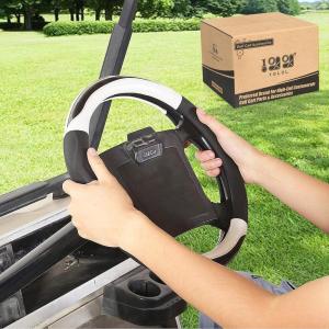 image10L0L Golf Cart 14quot Steering Leather Wheel Cover for Club Car DS Precedent for Yamaha Models Breathable Rubber Leather MaterialsGood Texture Nice Look Black White Colorblackwhite
