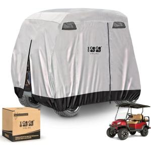 image10L0L Golf Cart Covers Universal Fits Yamaha EZGO Club Car Lifted 24 Passengers 600D Waterproof Windproof Sunproof Outdoor Full Cover 3ZipperSilver 400D