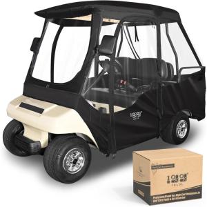 image10L0L Golf Cart Driving Enclosure for Club Car DS 24 Passenger Short Roof Waterproof Windproof Heavy Duty 600D Rain Cover with 4Sided Clear Windows ampamp Durable Door Zipper AllWeather Protection