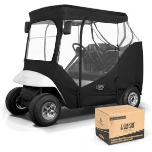 image10L0L Golf Cart Enclosure 2 Passenger for EZGO TXTWaterproof Portable Drivable Golf Cart Storage CoverTravel 4Sided EnclosureBlack