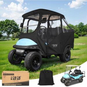 image10L0L Golf Cart Enclosure for 4 Passengers Club Car Precedent  57 Roof Fit Waterproof Transparent Driving Cover with Security Side Mirror Openings Black  Fits 4 Seater