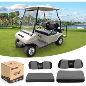image10L0L Golf Cart Front  Rear Seat Cover Set for EZGO TXT RXV ampamp Club Car DS 4 Passenger Models Bench Seat Covers Kit Breathable Washable Polyester Mesh Cloth SXSGreyBlackFrontRear Seat Cover