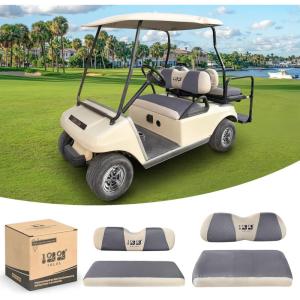 image10L0L Golf Cart Front  Rear Seat Cover Set for EZGO TXT RXV ampamp Club Car DS 4 Passenger Models Bench Seat Covers Kit Breathable Washable Polyester Mesh Cloth SXSGreyBeigeFrontRear Seat Cover