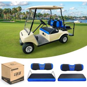 image10L0L Golf Cart Front  Rear Seat Cover Set for EZGO TXT RXV ampamp Club Car DS 4 Passenger Models Bench Seat Covers Kit Breathable Washable Polyester Mesh Cloth SXSBlackBlueFrontRear Seat Cover