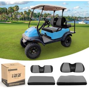 image10L0L Golf Cart Front and Rear Seat Cover Set for Club Car PrecedentOnwardTempo ampamp Yamaha G29 DriveDrive 2Stylish 4 Passenger Front Back Seat CoversBreathable Washable Polyester Mesh BlackGreyGreyBlackFrontRear Seat Cover