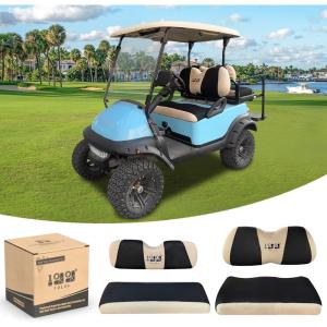 image10L0L Golf Cart Front and Rear Seat Cover Set for Club Car PrecedentOnwardTempo ampamp Yamaha G29 DriveDrive 2Stylish 4 Passenger Front Back Seat CoversBreathable Washable Polyester Mesh BlackGreyBlackBeigeFrontRear Seat Cover