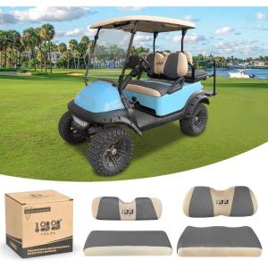 image10L0L Golf Cart Front and Rear Seat Cover Set for Club Car PrecedentOnwardTempo ampamp Yamaha G29 DriveDrive 2Stylish 4 Passenger Front Back Seat CoversBreathable Washable Polyester Mesh BlackGreyGreyBeigeFrontRear Seat Cover