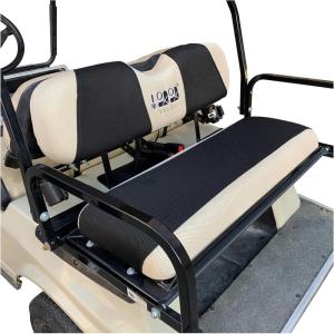 image10L0L Golf Cart Seat Cover for Flips Down Rear Seat Fit All Club Car EZGO and Yamaha Flips Down Rear SeatMachine Washable Soft Breathable Warmer Back Seat Covers Set Size XSBlack  Beige