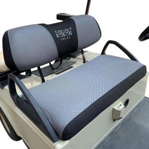 image10L0L Golf Cart Seat Covers for Club Car Precedent Yamaha Fairplay and Star Models Large Backrest 3D Air Mesh Fabric Breathable AntiSlip WashableDark Gray and Black