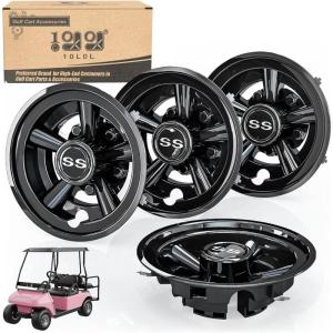 image10L0L Golf Cart Wheel Covers Hub Caps for EZGO Club Car Yamaha  8 Inch Snapon Installation Set of 4Black