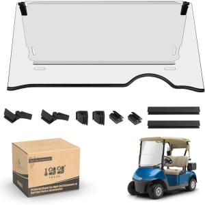 image10L0L Golf Cart Windshield HD Shatterproof ampamp Foldable Windproof for Golf Cart EZGO RXV Since 2008 2023 Upgrade Thickened WindshieldsTransparent