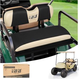 image10L0L Universal Golf Cart Rear Seat Cover Dress UP Older Golf Cart Durable Breathable Material Fit Like a Glove for Yamaha EZGO and Club Car Easy to InstallBlack and Beige