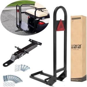image10L0L Universal Golf Cart Rear Seat Safety Grab Bar and Trailer Hook Hitch with Receiver for Yamaha EZGO Club Car Heavy Duty Material Hand Rail Add Safety to Your Rear Passengers  Black