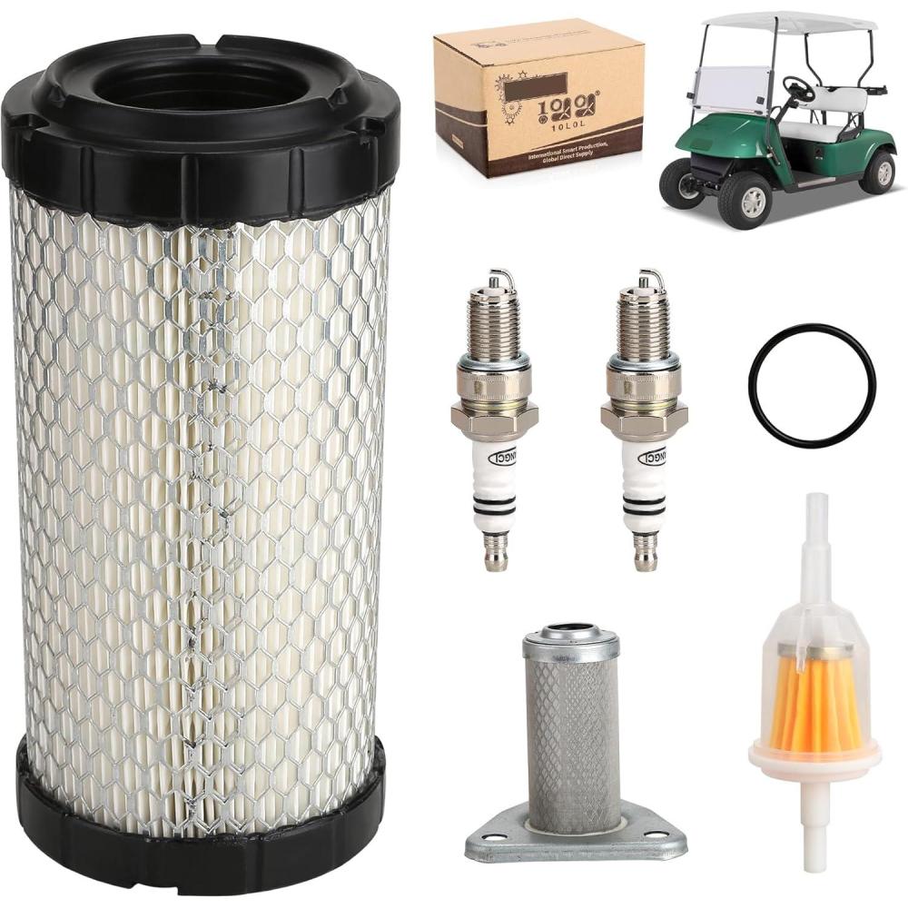 image10L0L Golf Cart Tune Up Kit for EZGO TXT 20052009 WMCI Motor RXV 2008up WRobbins Engine ST350 Workhorse 1996up Gas Vehicles Air Oil Fuel Filter Spark Plug Replacement Kit
