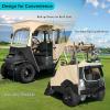 image10L0L 2 Passenger Golf Cart Driving Enclosure for Club Car Precedent Short Roof 4Sided Clear Window 600D Rain Cover All Weather Windproof WaterproofBeige