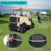 image10L0L 2 Passenger Golf Cart Driving Enclosure for Club Car Precedent Short Roof 4Sided Clear Window 600D Rain Cover All Weather Windproof WaterproofBeige