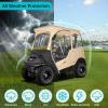 image10L0L 2 Passenger Golf Cart Driving Enclosure for Club Car Precedent Short Roof 4Sided Clear Window 600D Rain Cover All Weather Windproof WaterproofBeige