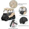image10L0L 2 Passenger Golf Cart Driving Enclosure for Club Car Precedent Short Roof 4Sided Clear Window 600D Rain Cover All Weather Windproof WaterproofBeige