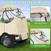 image10L0L Golf Cart Black Enclosure Cover for 2 Passenger EZGO TXT 4Sided Clear Window Rain Cover All Weather Waterproof WindproofBeige