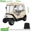 image10L0L Golf Cart Black Enclosure Cover for 2 Passenger EZGO TXT 4Sided Clear Window Rain Cover All Weather Waterproof WindproofBeige