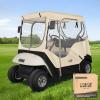 image10L0L Golf Cart Black Enclosure Cover for 2 Passenger EZGO TXT 4Sided Clear Window Rain Cover All Weather Waterproof WindproofBeige
