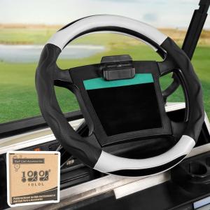 image10L0L 14 Inch Golf Cart Steering Wheel Covers for Yamaha Club Car DSampampPrecedent Upgraded Microfiber AntiSlip Steering Wheel Cover with Pu LeatherBlackWhite