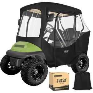 image10L0L 2 Passenger Golf Cart Driving Enclosure for Club Car DS and Precedent Model 4Sided Clear Window 600D Rain Cover All Weather Windproof Waterproof