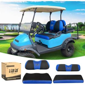 image10L0L 4 Passenger Golf Cart Seat Covers Front Rear Seat Cover Set for Yamaha G29 Drive Club Car Precedent and Club Car DS Model Made of 3D Air Mesh Polyester Fabric Breathable Washable  GreyBlack  Blue