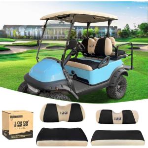 image10L0L 4 Passenger Golf Cart Seat Covers Front Rear Seat Cover Set for Yamaha G29 Drive Club Car Precedent and Club Car DS Model Made of 3D Air Mesh Polyester Fabric Breathable Washable  GreyBlack  Beige