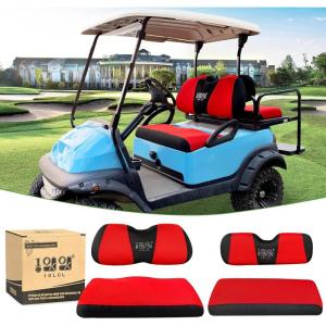 image10L0L 4 Passenger Golf Cart Seat Covers Front Rear Seat Cover Set for Yamaha G29 Drive Club Car Precedent and Club Car DS Model Made of 3D Air Mesh Polyester Fabric Breathable Washable  GreyRed  Black