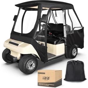 image10L0L Golf Cart 4 Passenger Driving Enclosure for Club Car DS 4Sided Clear Window Rain Cover All Weather Waterproof Windproof Snowproof