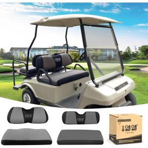 image10L0L Golf Cart Front Rear Seat Cover Set for EZGO TXT RXV ampamp Club Car DS 2000upFlat Backrest Made w 3D Air Mesh Polyester Fabric Breathable WashableGrey  Black