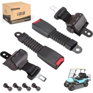 image10L0L Golf Cart Seat Belts Set of 2 Retractable 42 Belt Kit Fits Most Golf Carts