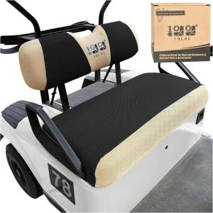 image10L0L Golf Cart Seat Covers for EZGO TXT RXV ampamp Club Car DS 2000up Breathable Air Mesh Fabric Washable  Red BlackBlackBeige
