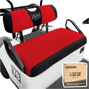 image10L0L Golf Cart Seat Covers for EZGO TXT RXV ampamp Club Car DS 2000up Breathable Air Mesh Fabric Washable  Red BlackRedblack