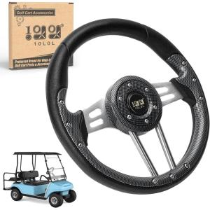 image10L0L Golf Cart Steering Wheel Universal Design Fit Yamaha EZGO RXV ampamp TXT Club Car DS Club Car Precedent Tempo Most Golf CartCoal black